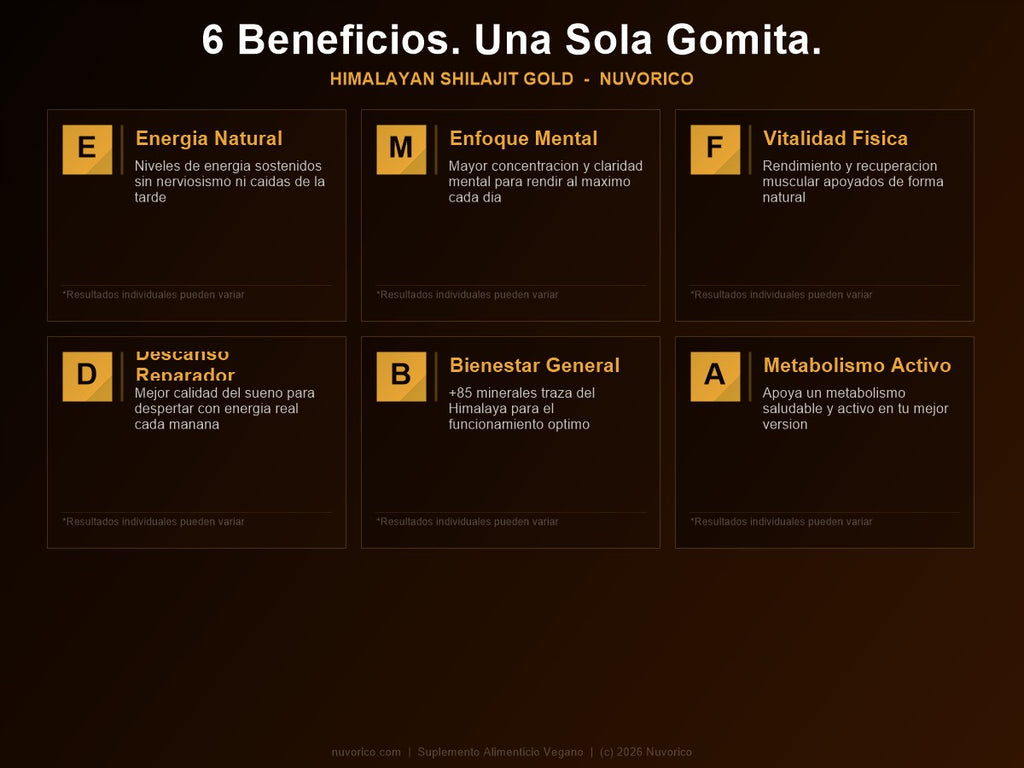 6 beneficios principales de Gomitas Shilajit Gold
