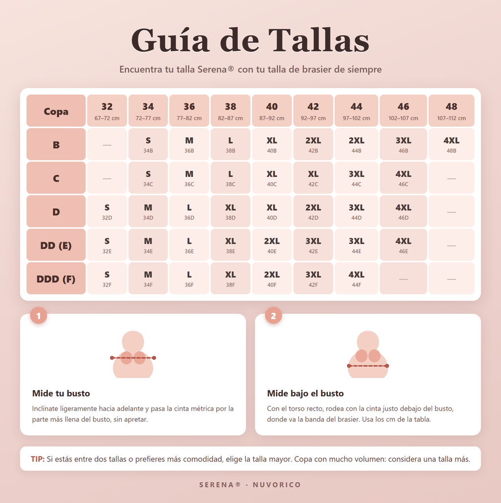 Guía de tallas Serena®